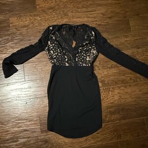 Haute Monde Black Lace Long Sleeve Dress